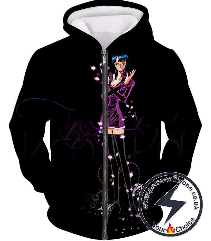 One Piece Oharas Devil Child Scholar Nico Robin Cool Black Zip Up Hoodie